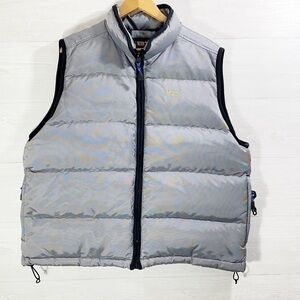 Rare Vintage 90s Eddie Bauer EbTek Goose Down Puffer Gray /Black Vest Size L